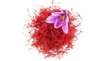 fresh-saffron-flower-background-dried-saffron-table-place-your-text